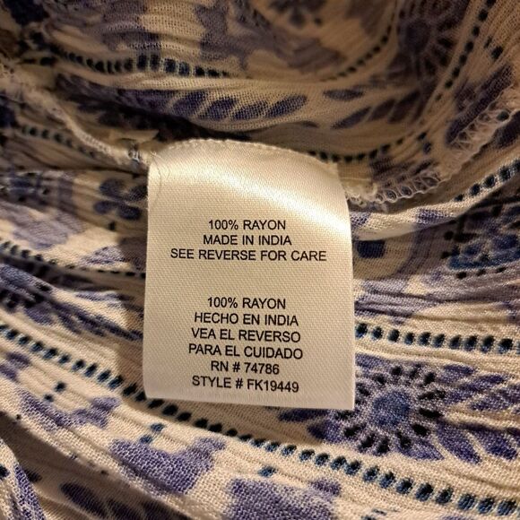 PATRONS OF PEACE BLUE/WHITE COUNTRY BOHO STYLE FLATTER SLEEVE TOP - SZ M NWOT - Picture 14 of 15